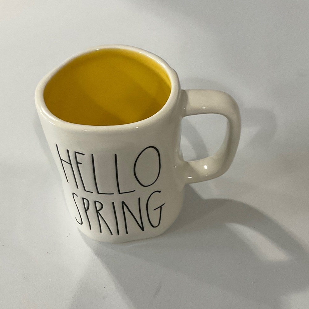 Rae Dunn Mug with Yellow Interior - Hello Spring